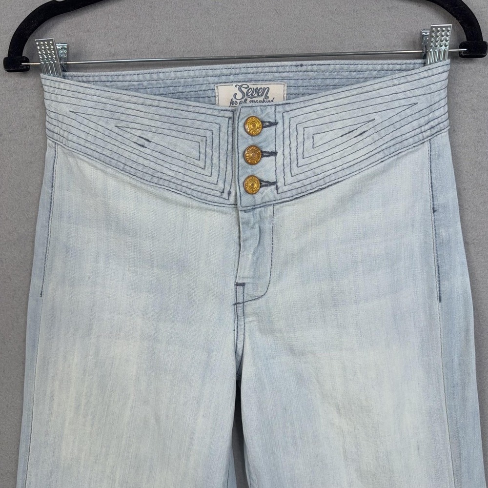 Vintage Seven For All Mankind Jeans Womens 26 Wide Leg Baggy Flare Denim USA Y2K - Picture 2 of 16